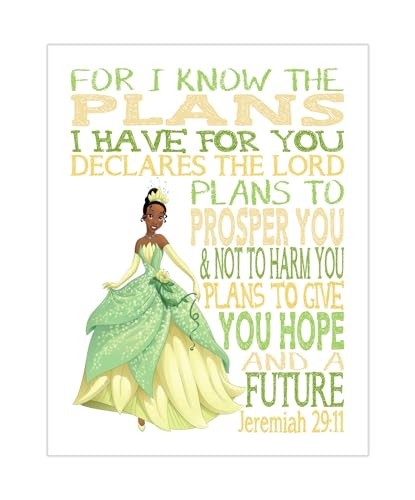 Tiana Princess Christian I Know The Plans Unframed Print Nursery Decor Jeremiah 29:11