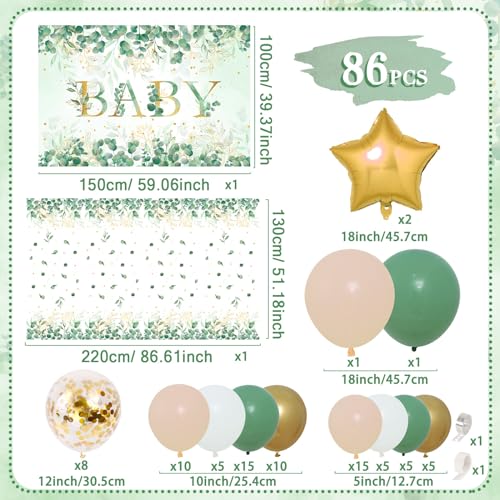 Sage Green Baby Shower Decorations for Boy Girl Party Supplies  
Sage Green Neutral Party Supplies for Baby Backdrop Tab