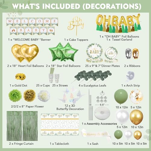 Sage Green OH BABY Banner Decorations for Neutral Baby Shower 25 Guest Set
| Neutral Baby Shower OH BABY Banner with Sa