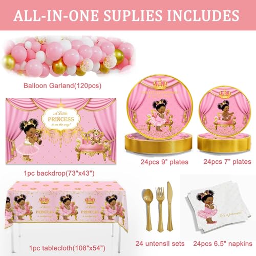 Yuzioey Black Gold Pink Balloon Garland Kit for Royal Princess Baby Shower (Serve 24 Guests)