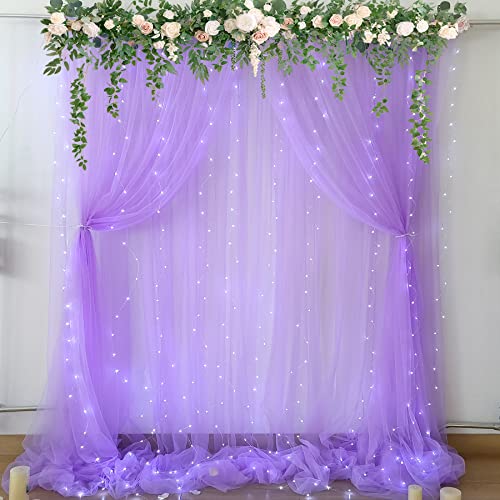OEKO-TEX Certified Lavender Tulle Backdrop Curtain with Led Lights for Wedding and Baby Shower
| Girls Lavender Sheer B