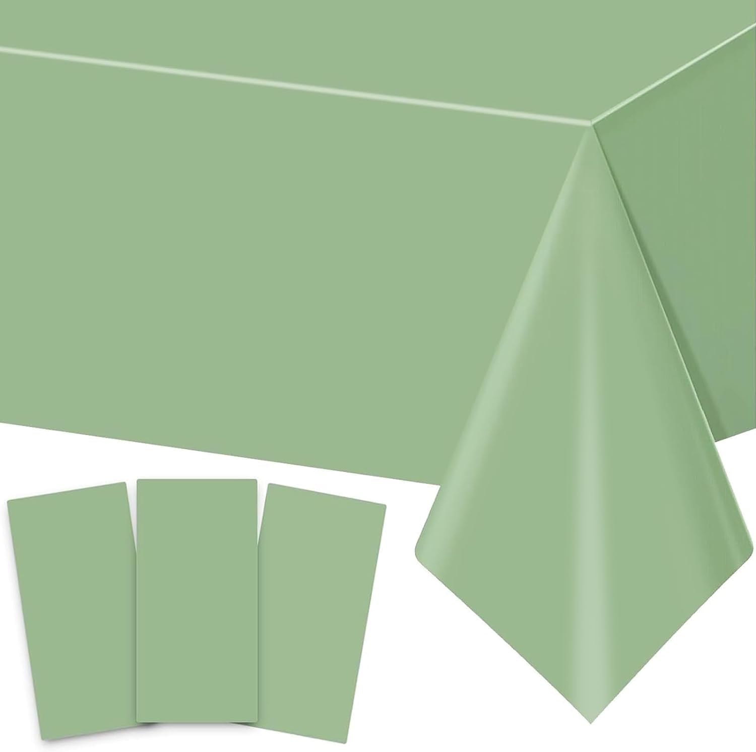 3Pack Sage Green Tablecloths for Rectangle Tables, Bride and Baby, Bridal and Baby Shower Decorations, 54X108inch  
3Pac