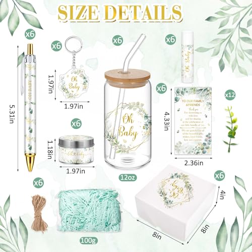 Hoolerry 6 Sets 72 Pcs Greenery Baby Shower Prizes for Game Favors Include Glass Cups Greenery Baby Shower Winners Prese