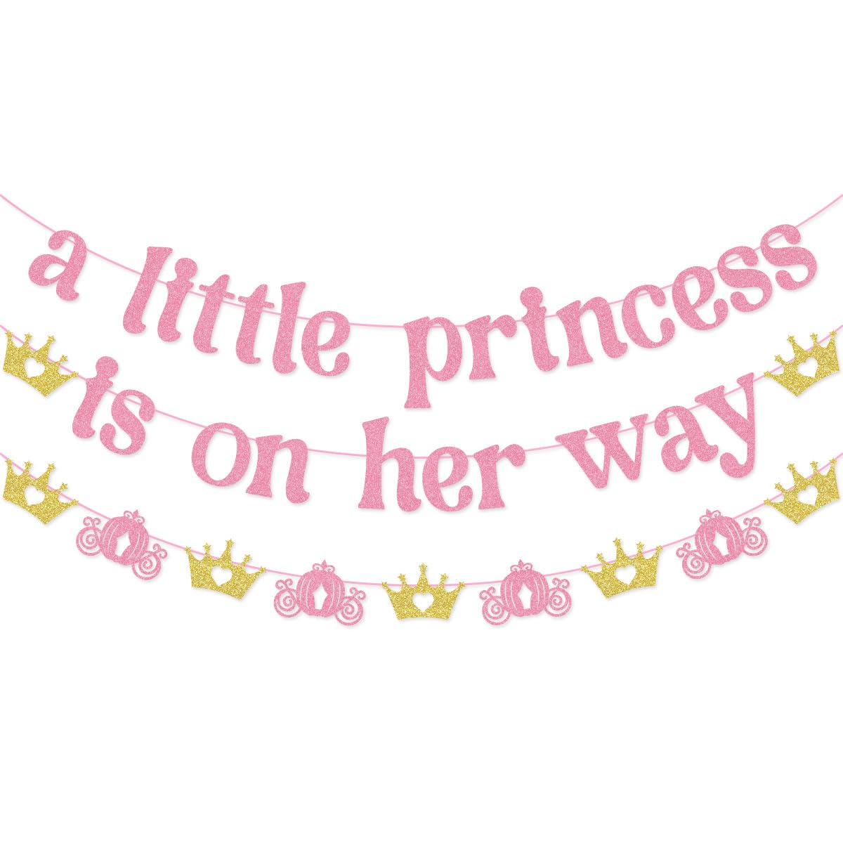 Princess Themed Girl Baby Shower Decorations: A Little Princess Is on Her Way Banner Garland
| A Little Princess Is on