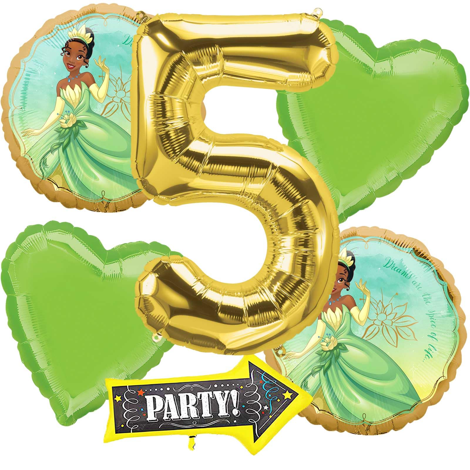 Princess Tiana Anagram Balloons Multicolored 5th Birthday Party Supplies Decorations