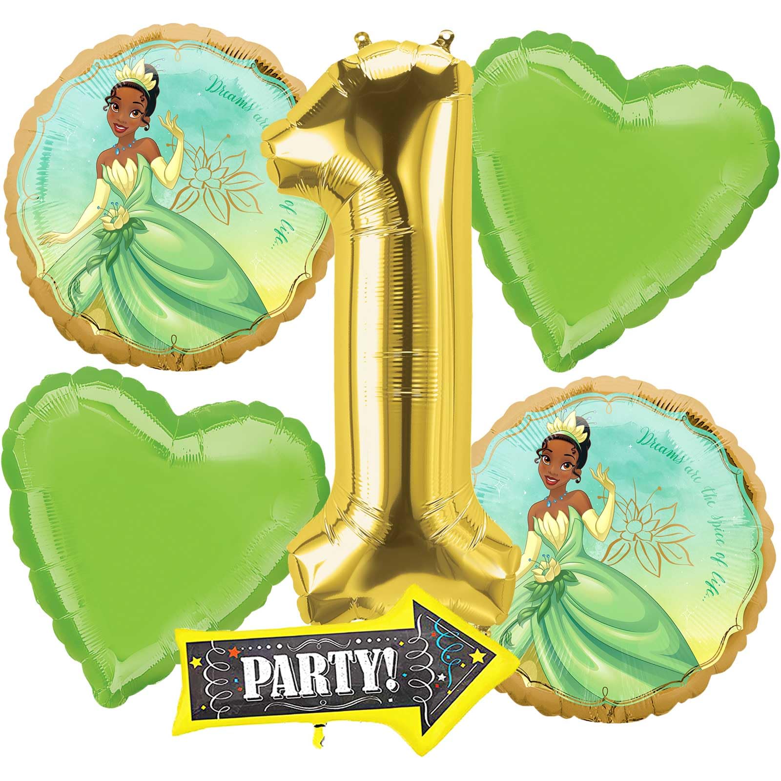 Anagram Balloons for Princess Tiana Licensed 1st Birthday Party Supplies Balloon Bouquet Decorations - Multicolored, Kid