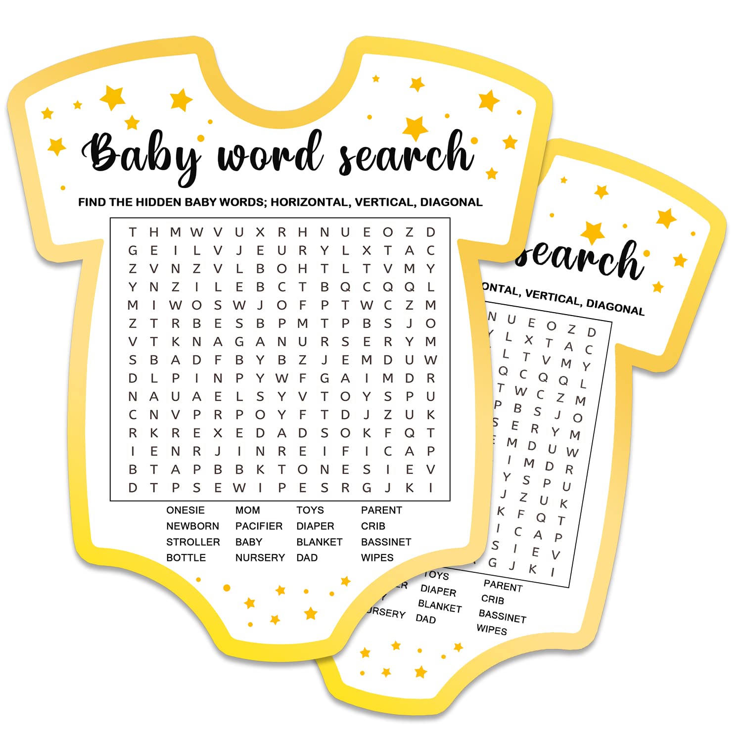 Baby Shower Game with 30 Card Set for Party & Gender Reveal, Modern Design, Unisex Theme, Ideal for Guests, 5x7 Inches