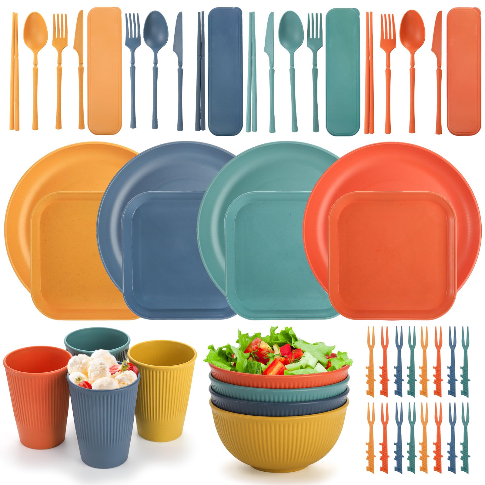  Lyellfe Unbreakable Camping Plates Cups and Bowls Set with Knife Fork Spoons
| Lyellfe Lightweight Kitchen Dish for Out