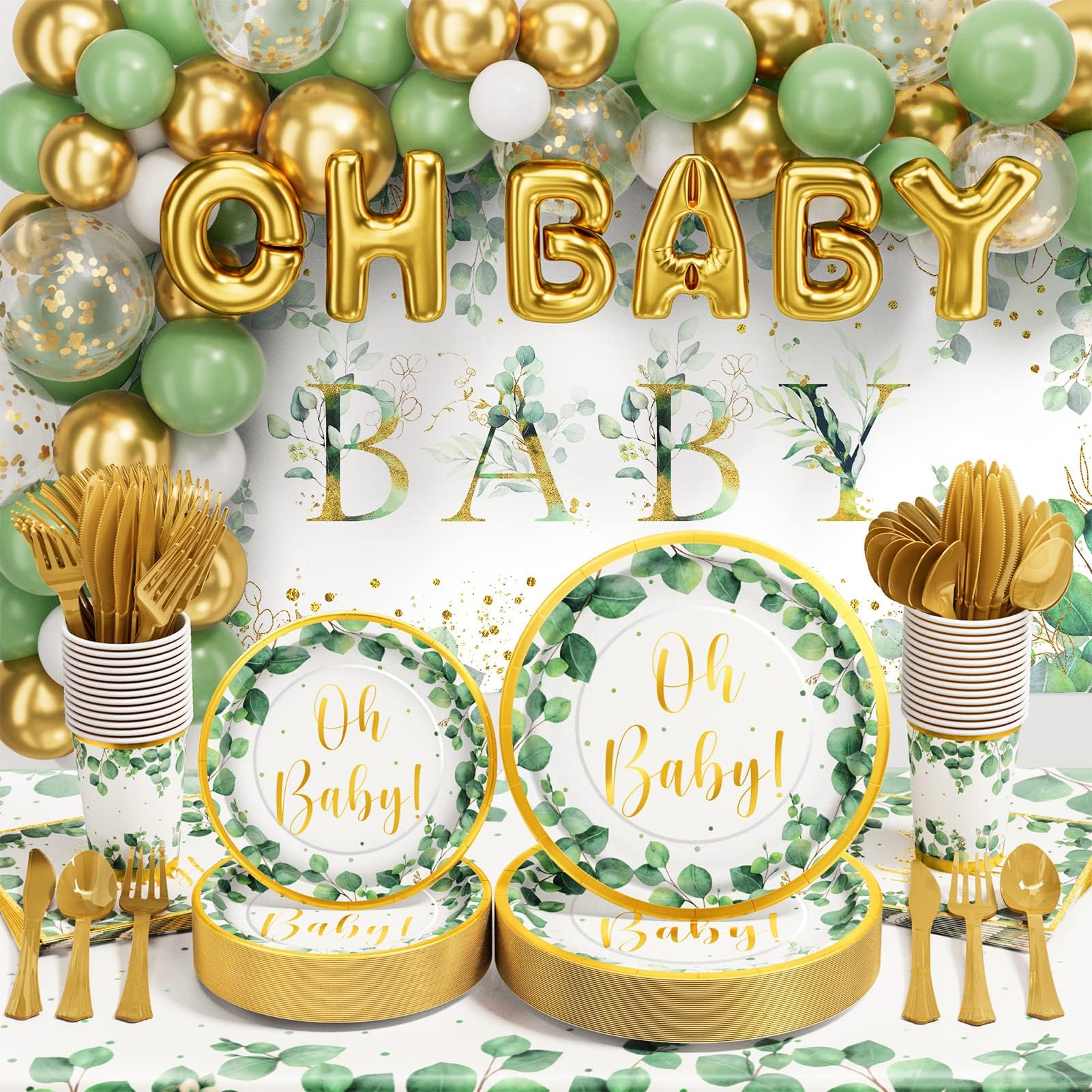 Ecomore Girl Boy Sage Green Baby Shower Decorations Boho Style for Gender Reveal Party  
Ecomore Girl Boy Sage Green Bab