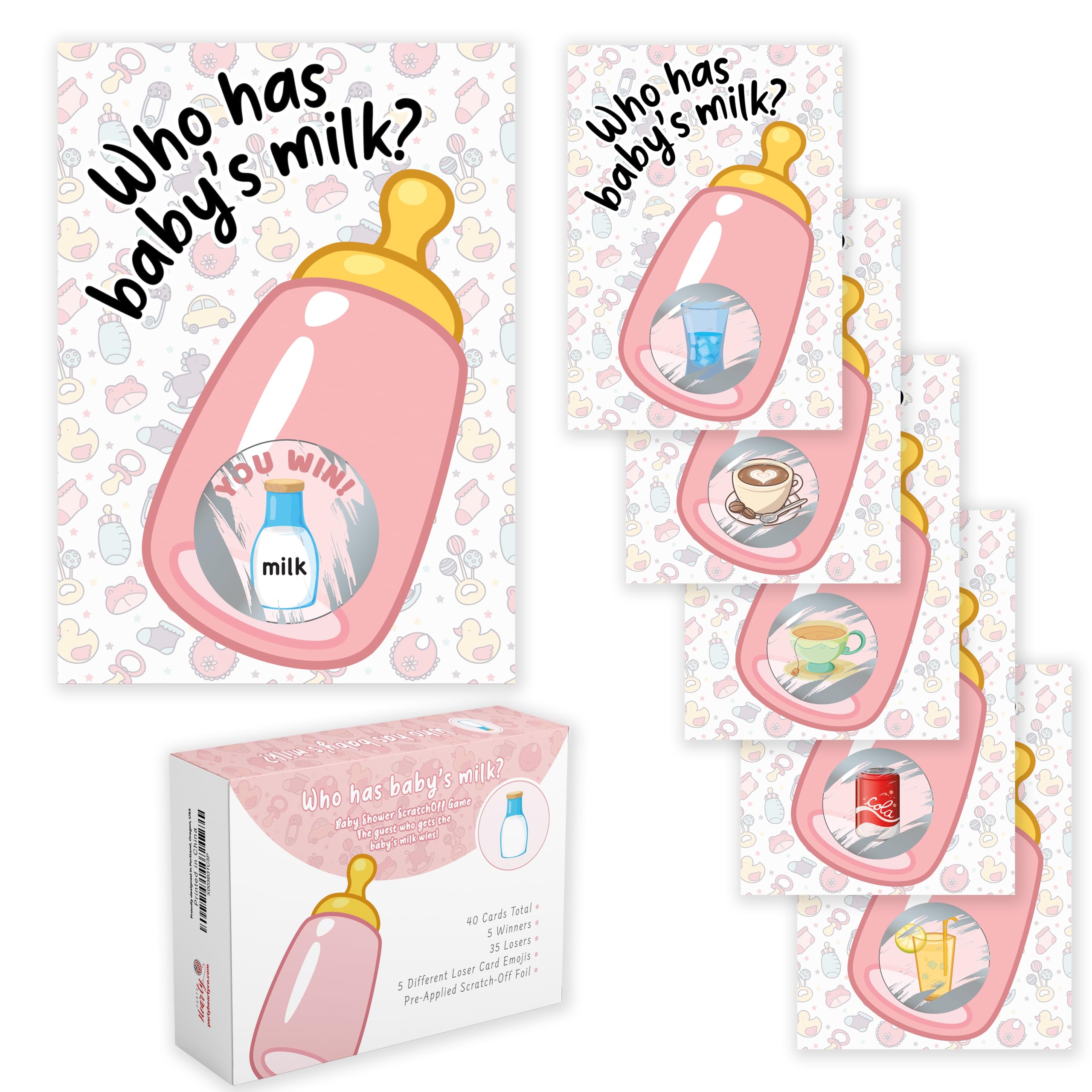 Party Hearty Pink Emoji Scratch Off Lottery Tickets for Girl Baby Shower Games