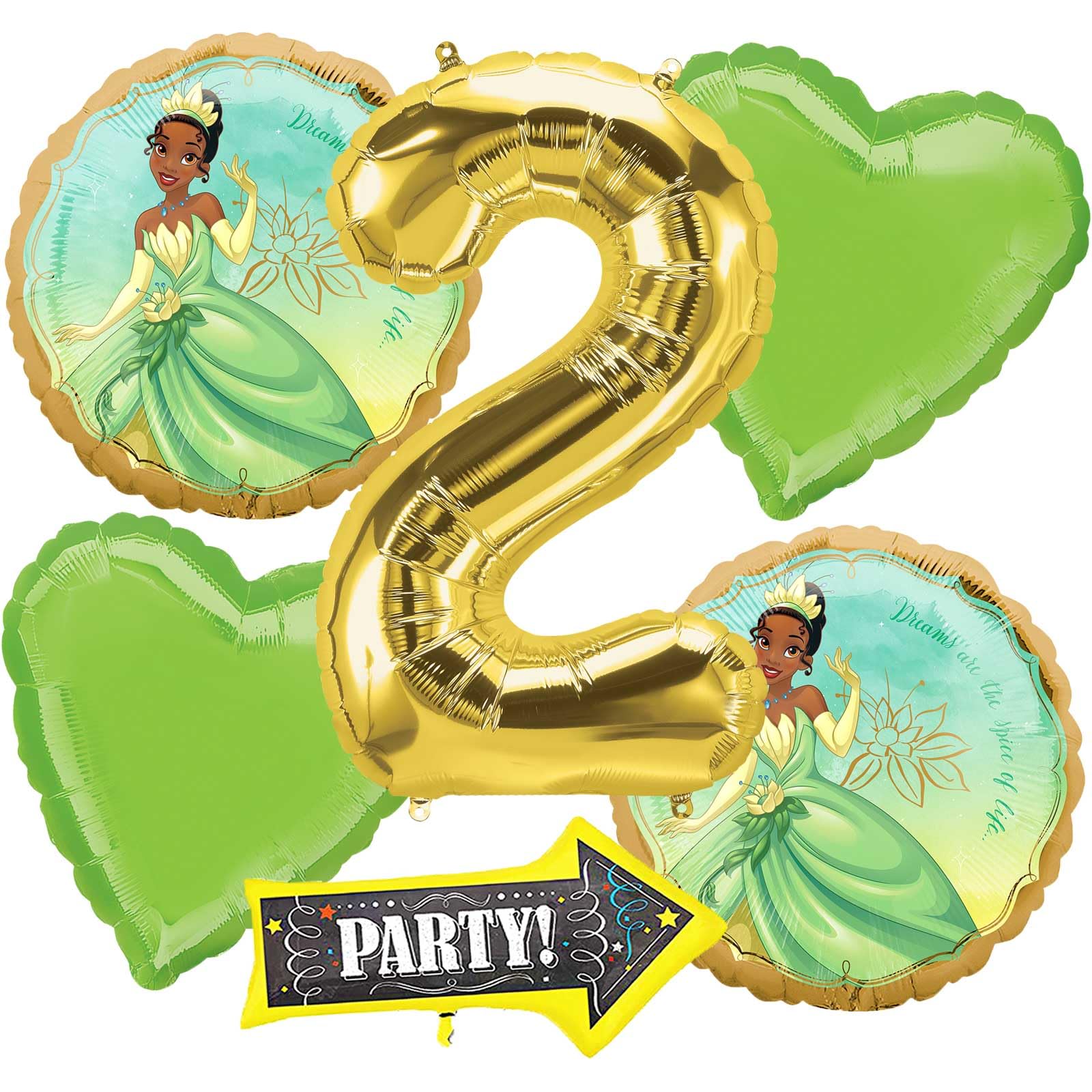 Princess Tiana Anagram Balloons Multicolored 2nd Birthday Party Decorations